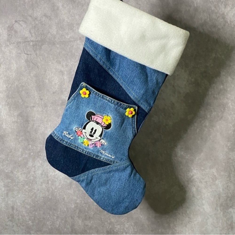 Vintage Custom Disney Baby Minnie Mouse Denim Christmas Stocking